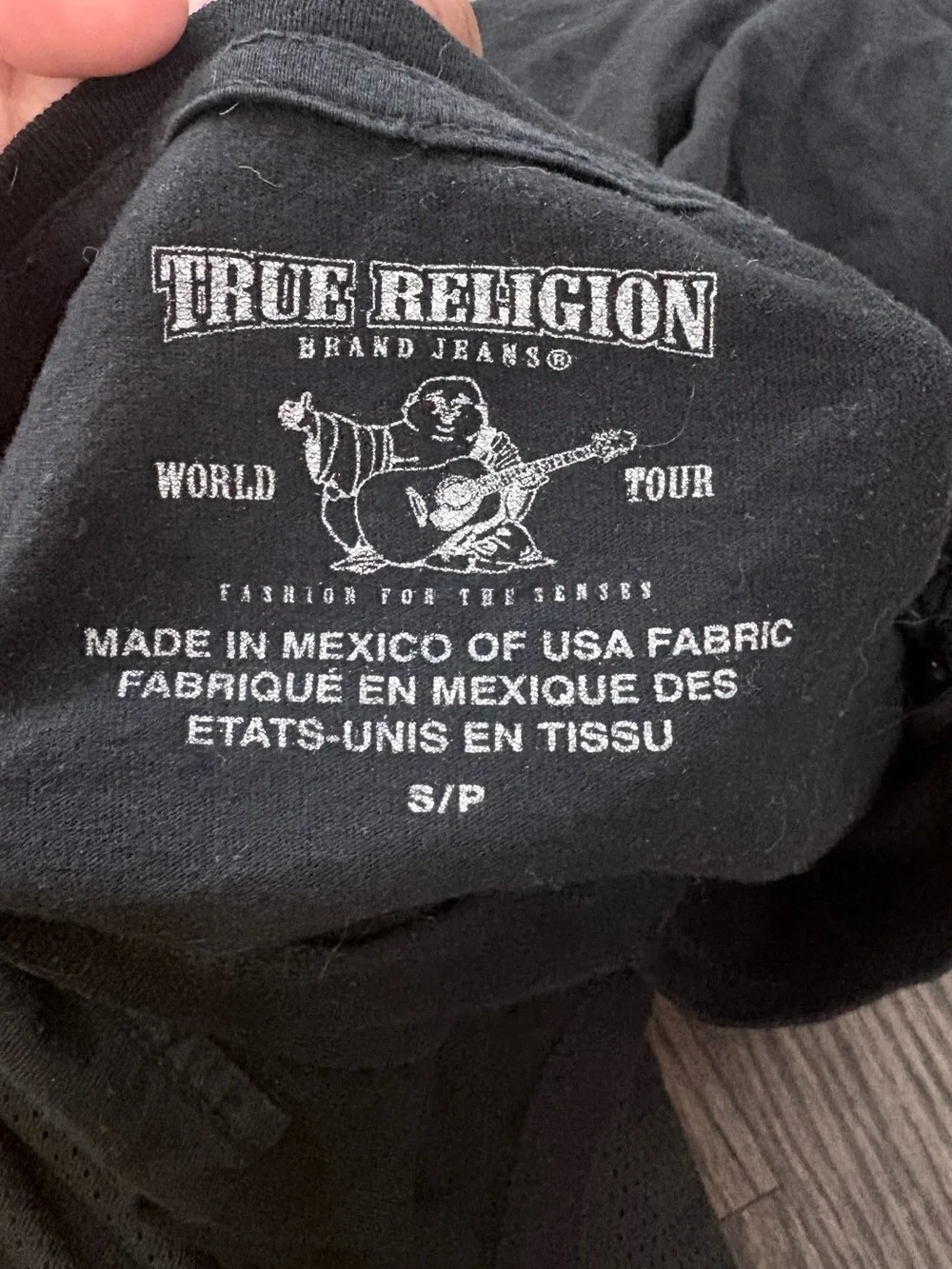 True Religion Black Short-Sleeve Graphic Tee with White Logo